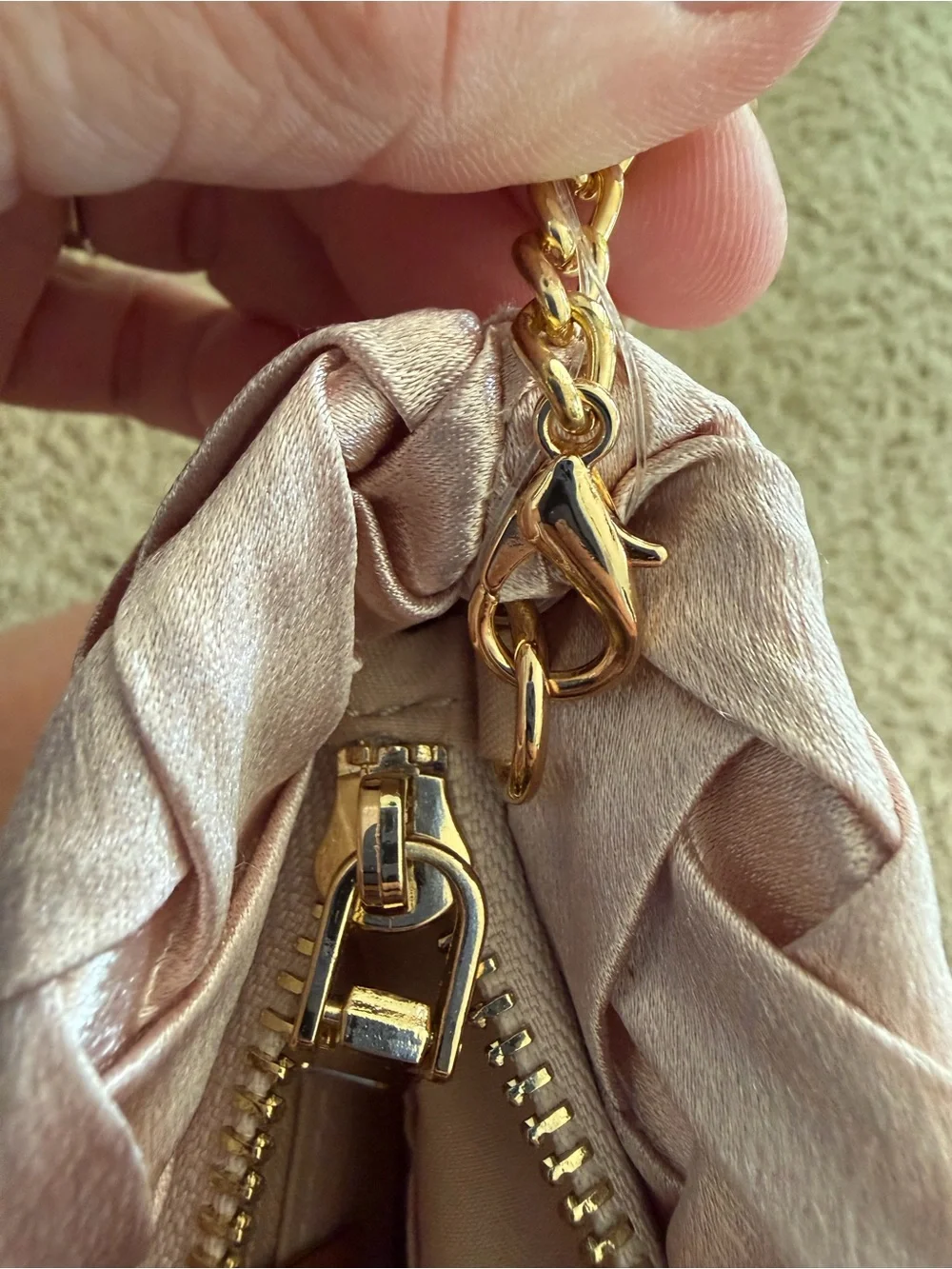 Anthropologie woven satin clutch features a braided design & removable chain NWT